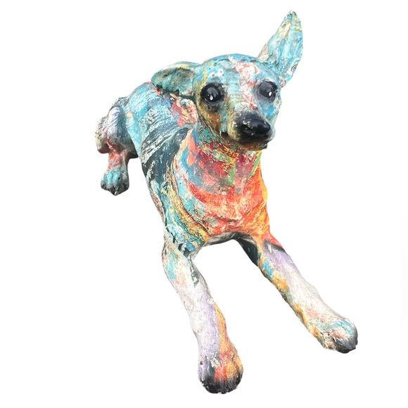 Graffiti Dog Statue Mini Resin Home Decor NWOT - Picture 3 of 9